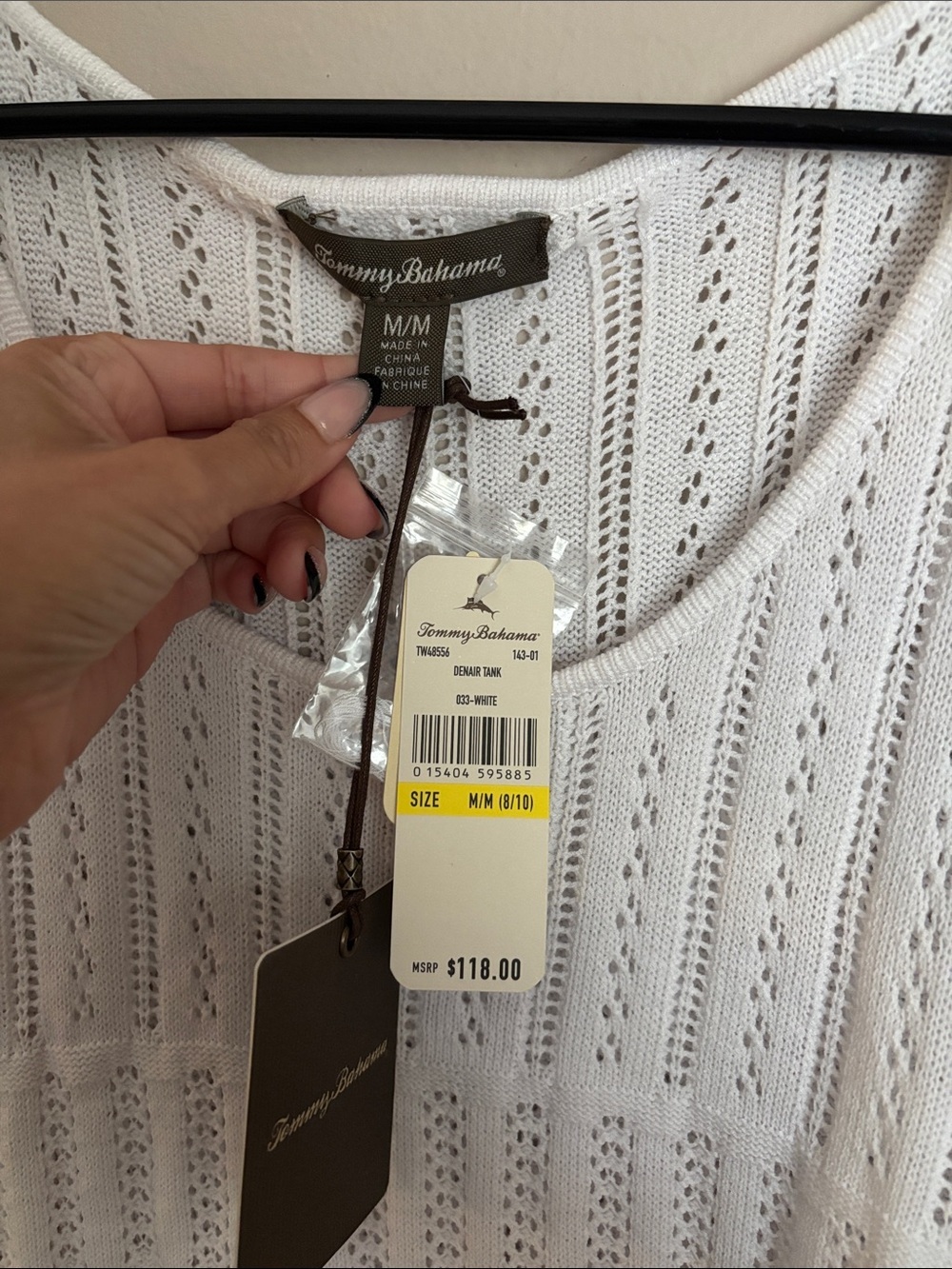 Tommy Bahama White Crochet Tank Top size medium NWT - Picture 2 of 5